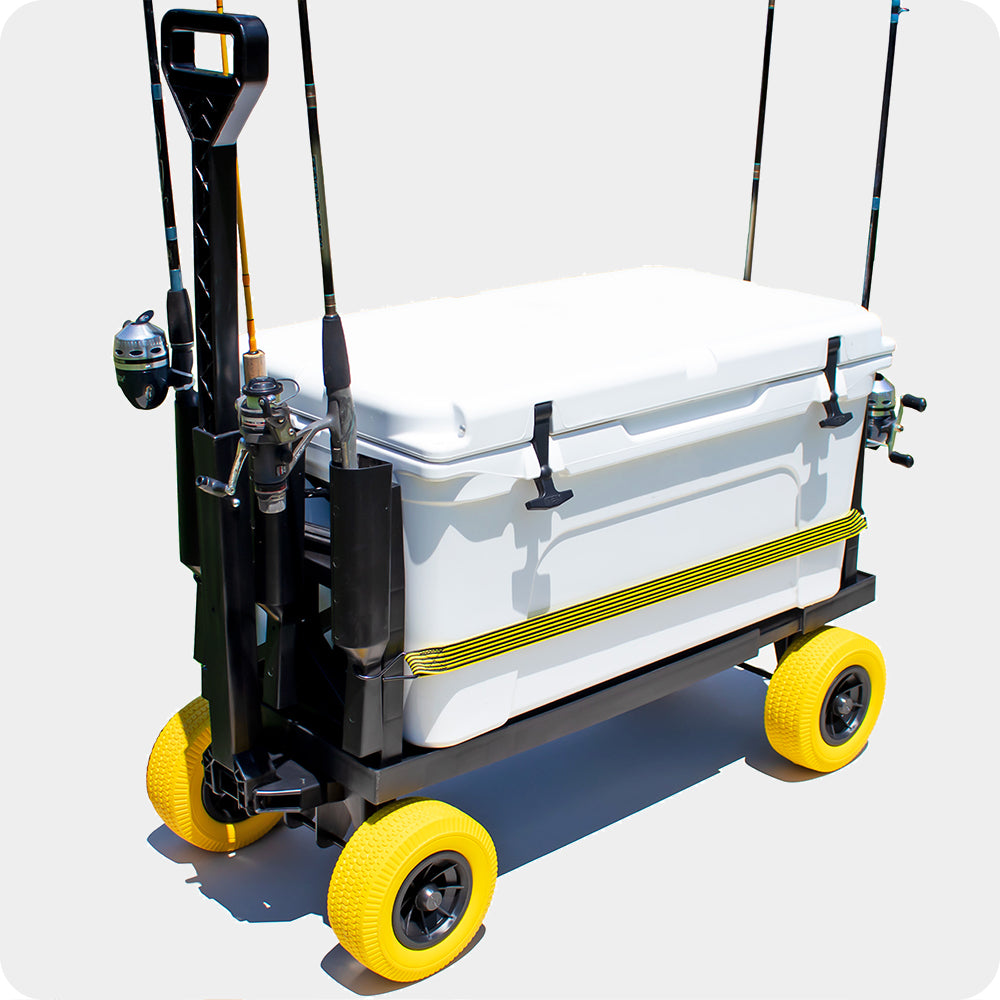MMC® Cooler Caddy & Fishing Cart/Wagon with Yellow All Terrain Wheels