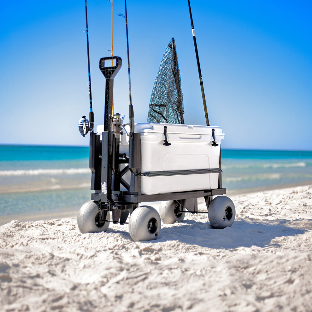 Mighty Max Cart | Compact Outdoor Beach Fishing Cart/Wagon - Ice Chest Dolly, Cooler Caddy Wheels