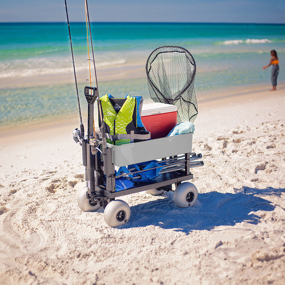 beach-wheels-double-decker-blue-color-fishing-cart-usa-made-silver-poly-tub
