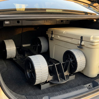 Collapsible & Compact. Space‑saving design that fits in most vehicles.