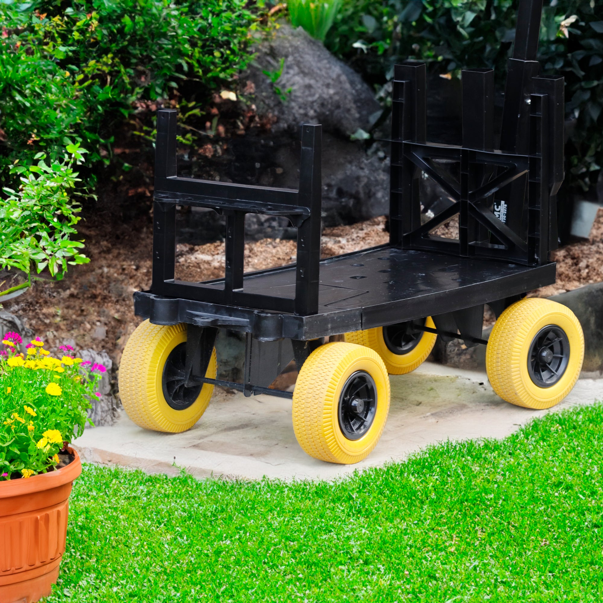 Outdoor Multi-Purpose Double Decker Cart - Black on Yellow – Mighty Max ...